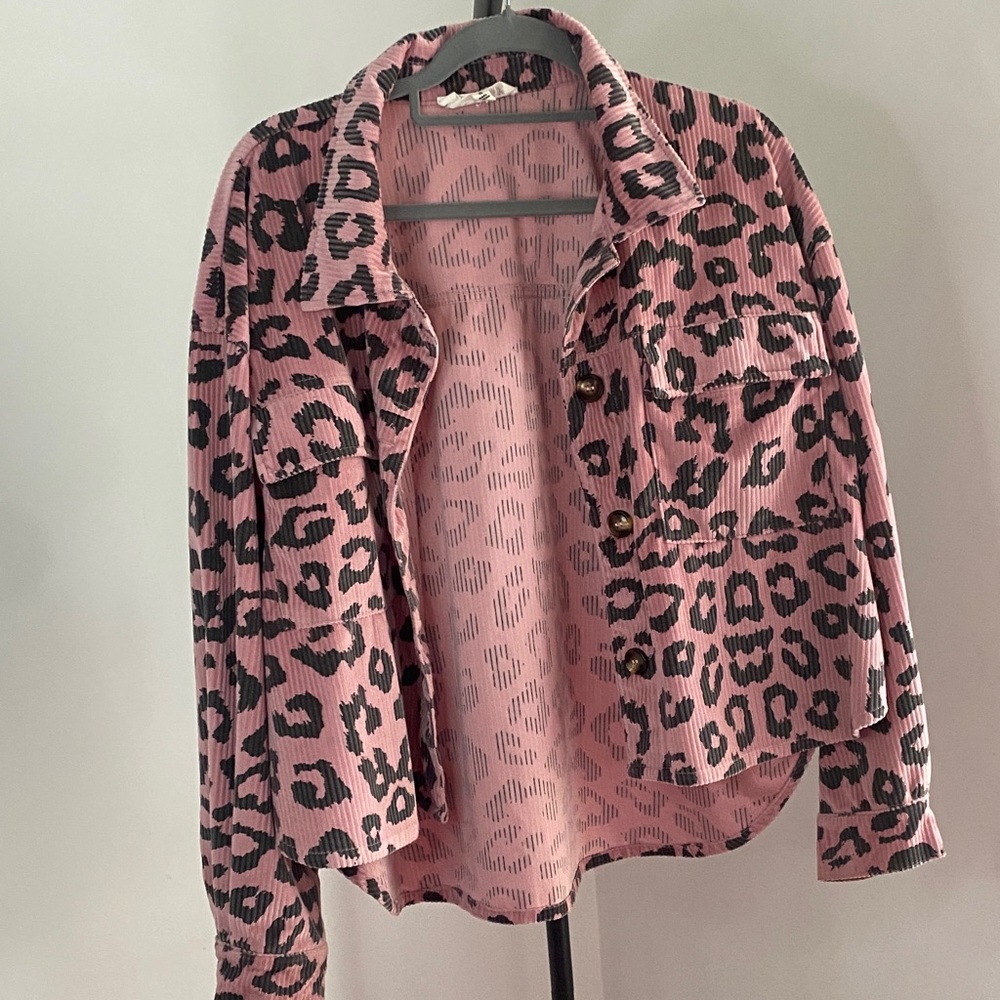 Heyday Pink and Black Leopard Utility Jacket